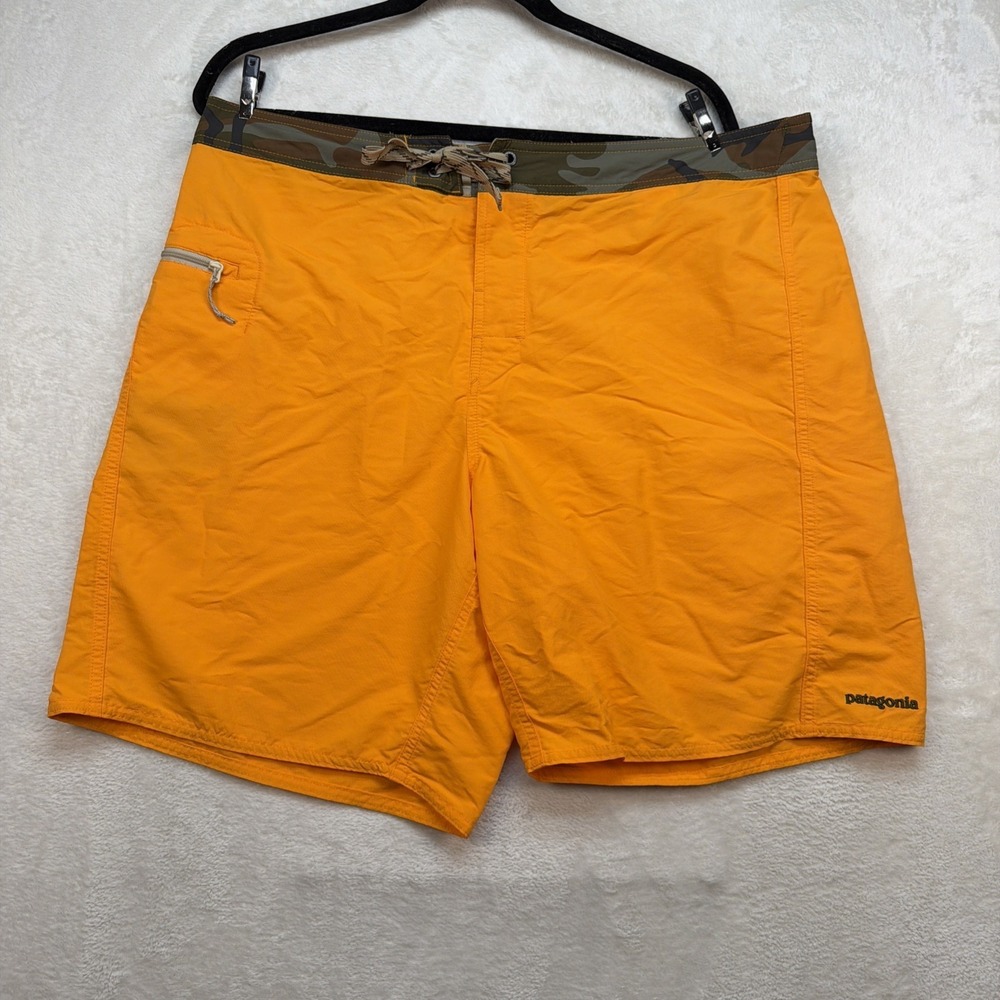 Patagonia Wavefarer Board Shorts 19 Mens 38 Orange Surf Swim Beach